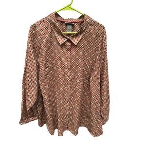 Catherine's Women's Button Up Roll Tab Sleeve Polka Dot Retro Blouse Top Size 4X